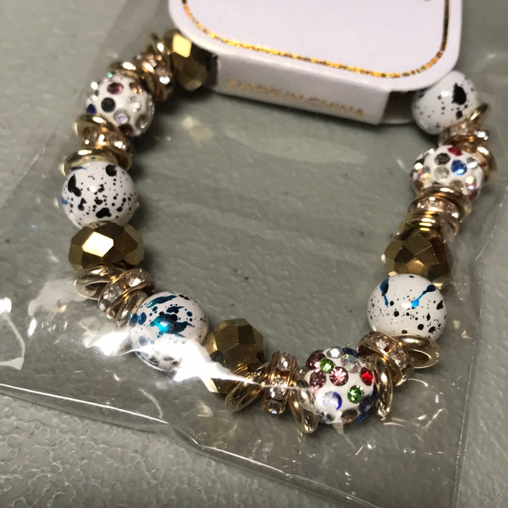 NIP White Gold Rhinestone Stretch Bracelet